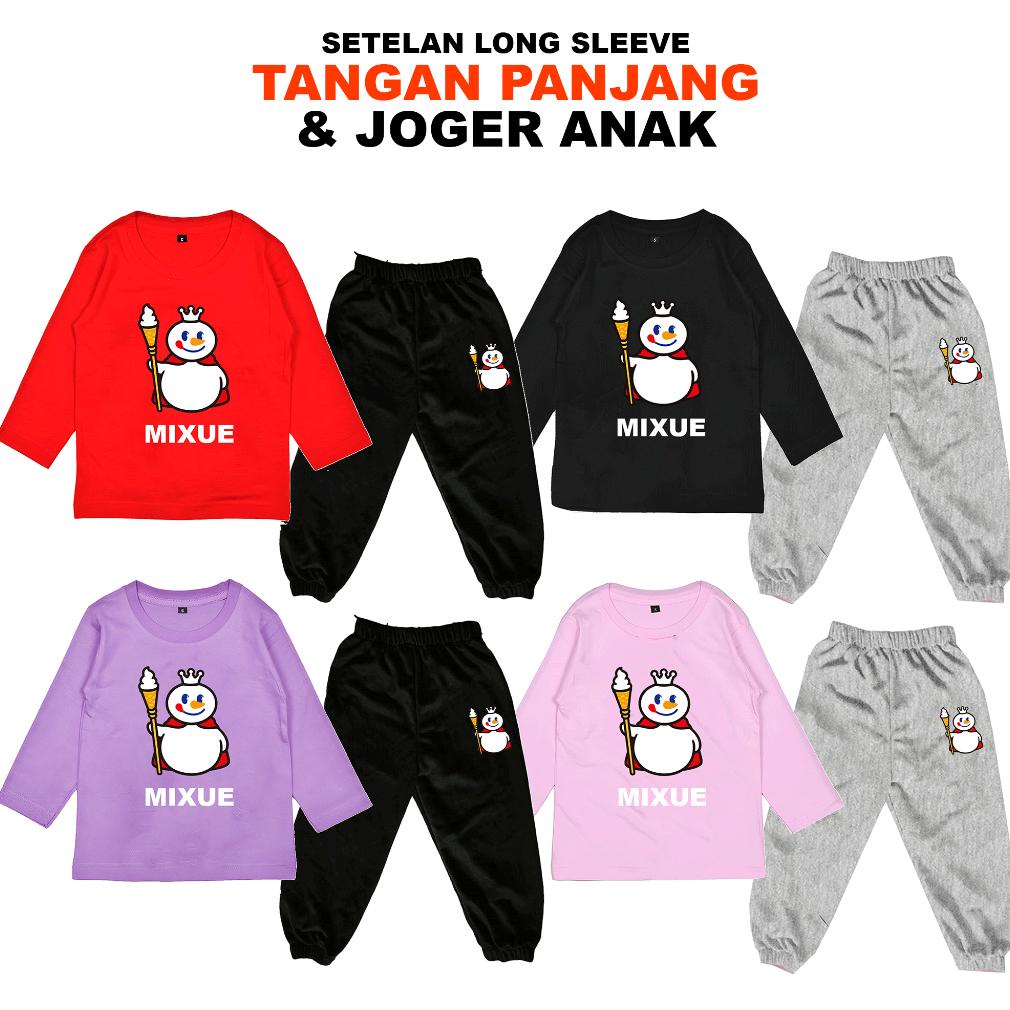 Baju Setelan Kaos Panjang Anak Mixue 1-9 Tahun Baju kaos Anak Cewek