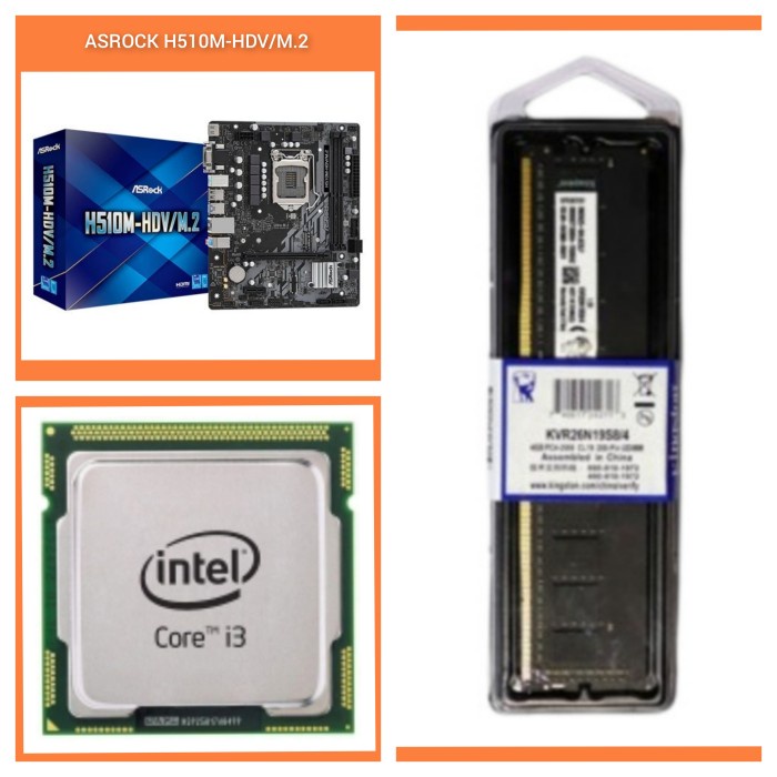 PAKET MOBO ASROCK H510 + I3 10105F + RAM 16GB FREE HSF