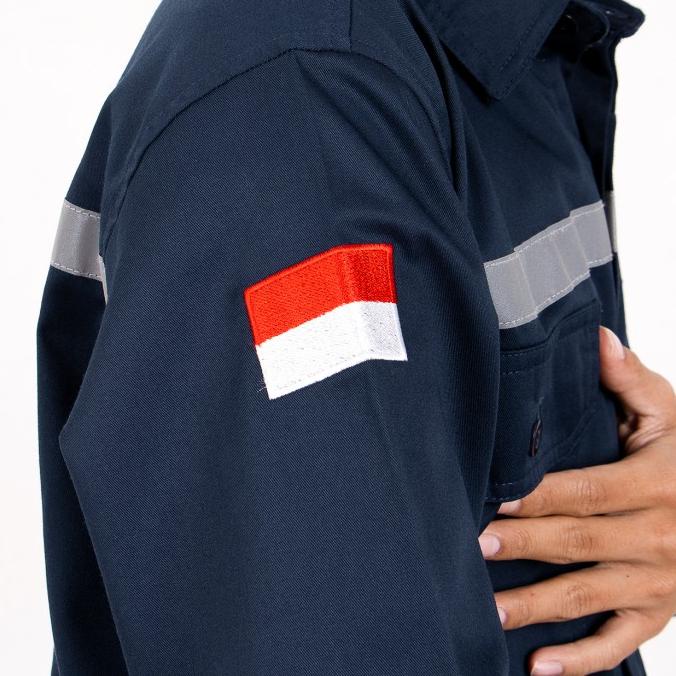 Baju Safety Navy K3 Lapangan Seragam Wearpack Proyek Lengan Panjang