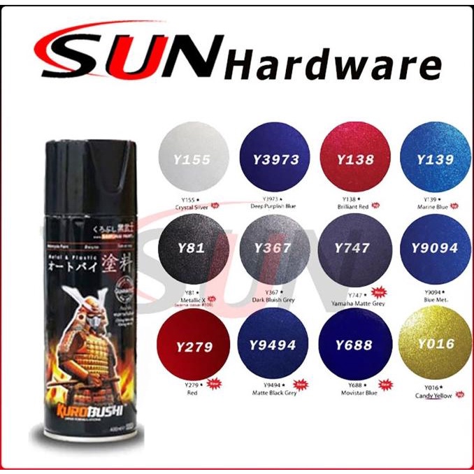 Produk Unggulan] Pilox Samurai 400 ml Grey Silver Yellow Blue Met Moviestar Metalic