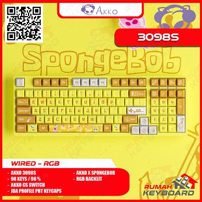 MECHANICAL KEYBOARD - AKKO 3098S - 96% - RGB - AKKO X SPONGE BOB