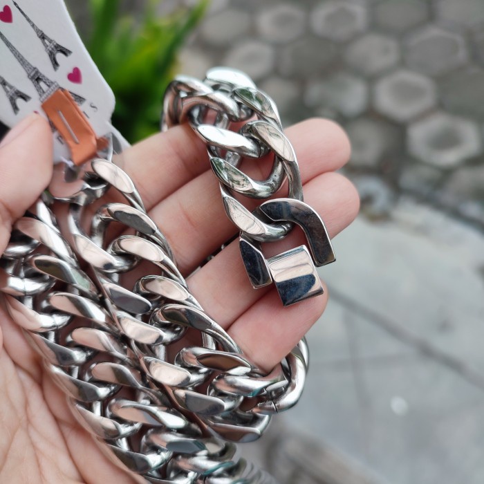 Gelang - Gelang Rantai Pria Titanium Besar Lebar 17Mm Anti Karat