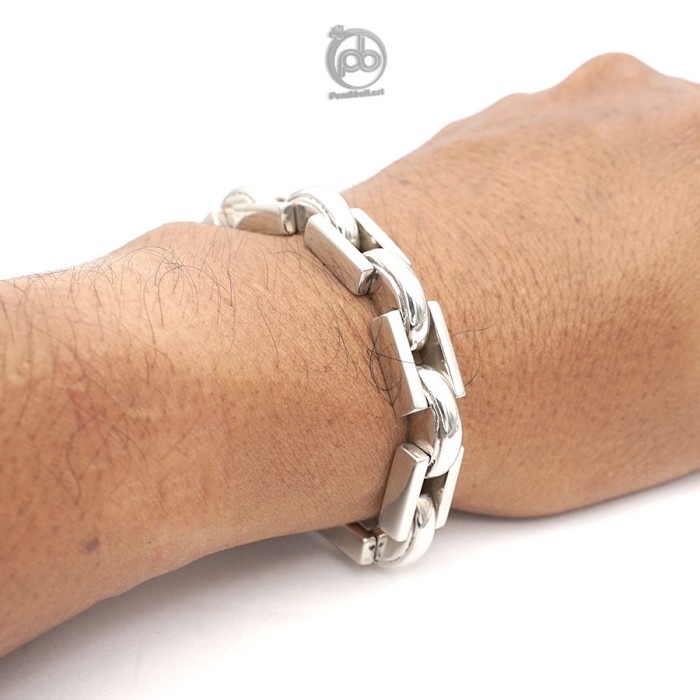 Gelang - Gelang Rantai Pria Perak 925 Asli Balok Chain Macho