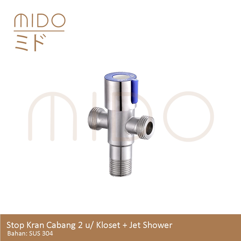 Stop Kran Shower Cabang 2 / T Engkol untuk Kloset Kamar Mandi