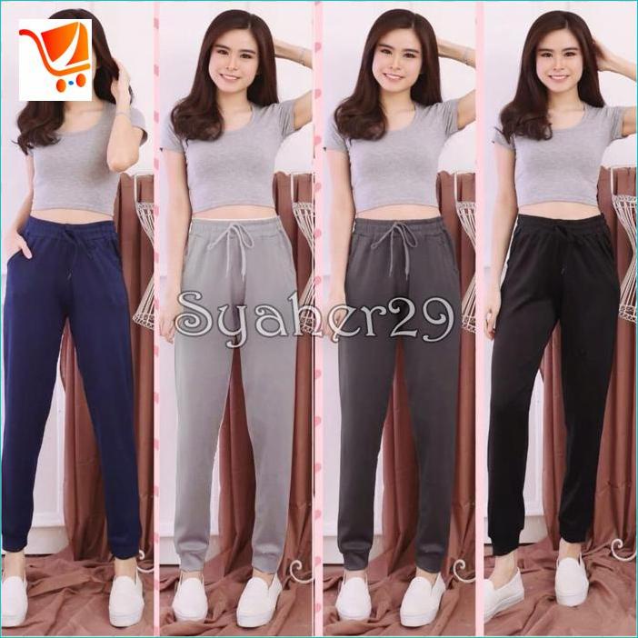 - terlaris // celana training wanita jogger perempuan korean style celana olahraga korea cewek