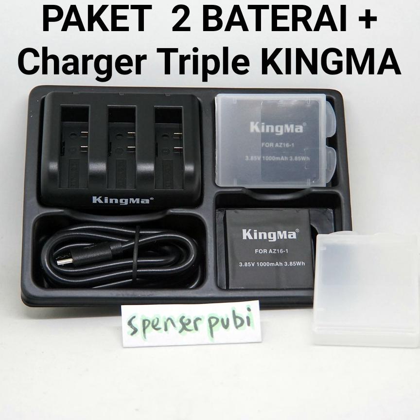 New Paket 2 Baterai Yi 4K & Triple Charger Kingma Yi 2 4K YiCam 2 4K Internasional YiCam 4K Lite 4K+