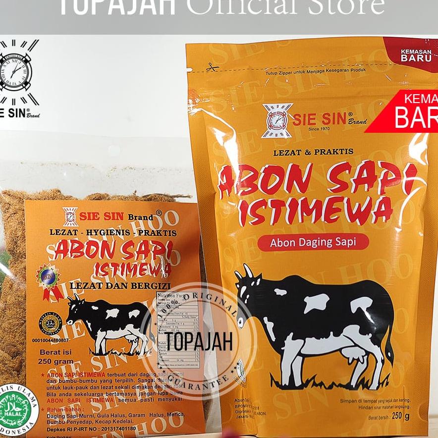

Abon Sapi Spesial Polos/Bawang/Pedas Sie Sin 250Gr Halal