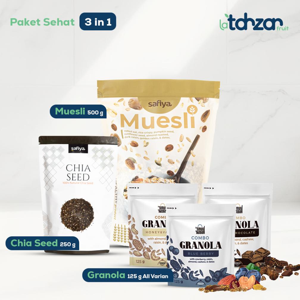 

Ready [Paket Sehat 3 in 1] Muesli Safiya 500 gr + Granola Timur Tengah 125 gr + Chiaseed 250 gr