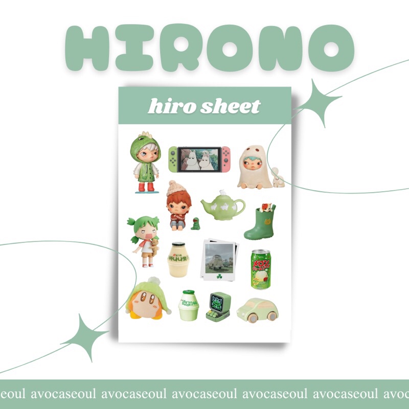 

sticker sheet hirono pack aesthetic ins korea untuk dekorasi scrapbook, deco pola, journaling, phonecase, headphone, stiker lucu