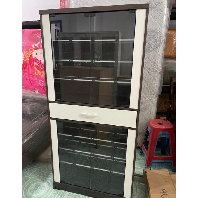 Lemari Rak Sepatu Kaca 2 Tingkat Enambukuku