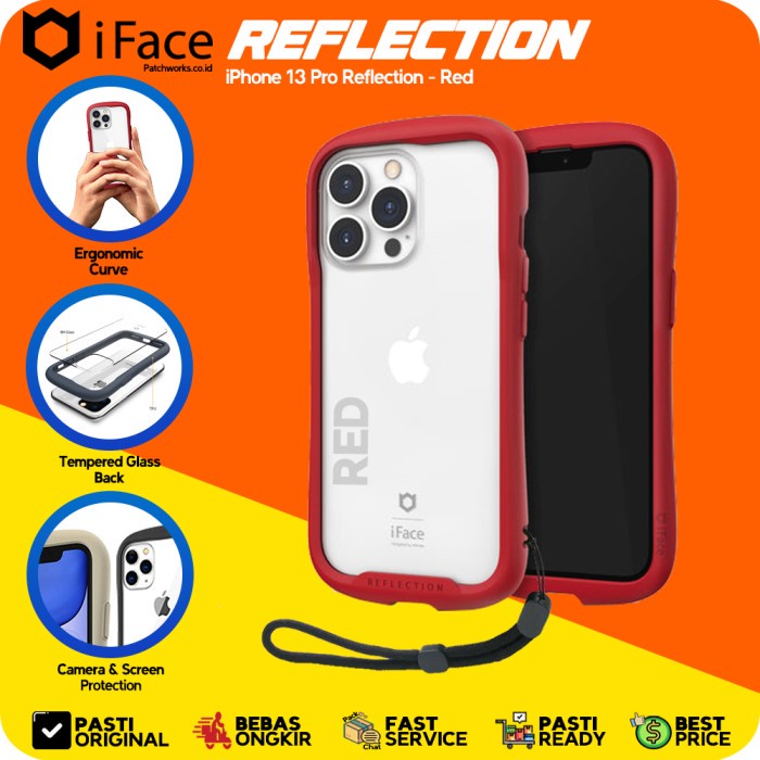 iFace iPhone 13 Pro Reflection Red Softcase Anti Crack Tahan Banting