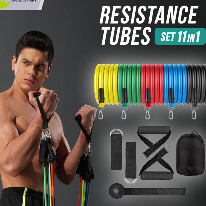 Resistance Bands Set 11 In 1 Set Tali Pembantu Fitness / Resistance Tubes Elastic Gym / Alat Gym