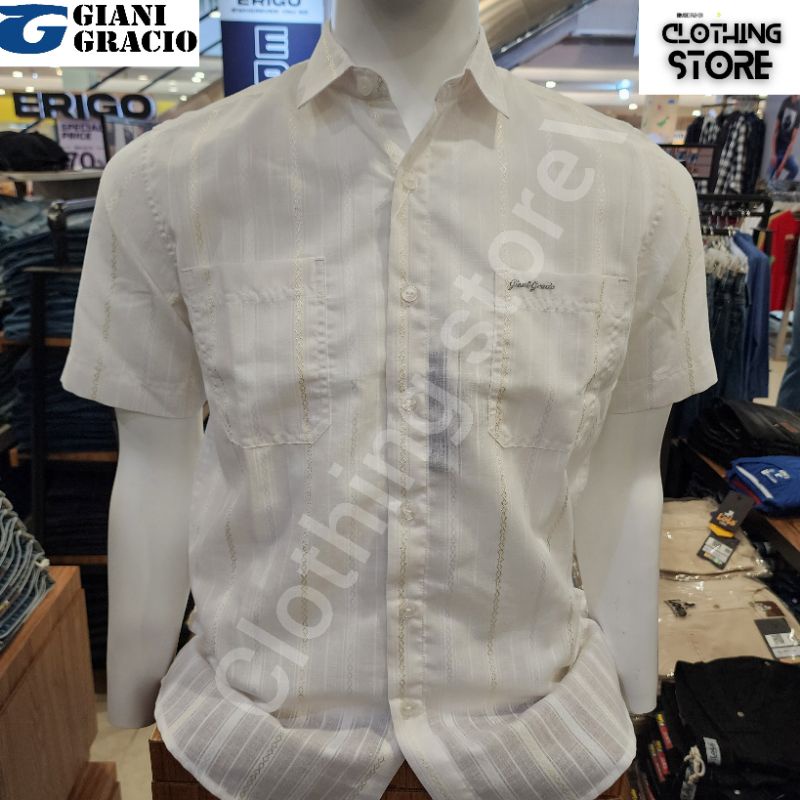 GIANI GRACIO ORIGINAL kemeja pria lengan pendek putih gading G7110306009