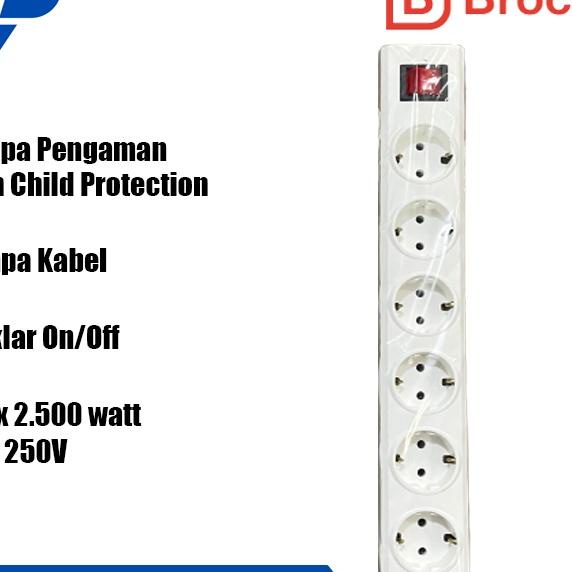 Broco Stop Kontak Ternal 6 Lubang Dengan Switch Ncp 15461