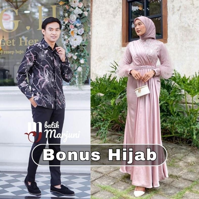 Promo (Ada Jumbo) Amara Dress Couple Kemeja Batik Gamis Busui Brokat Kombinasi Gamis Muslim Wanita Gamis Premium Jy774