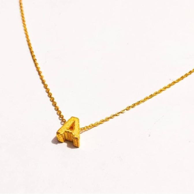 NEW PRODUK SET KALUNG ANAK DAN LIONTIN HURUF A ELEGANT EMAS ASLI 