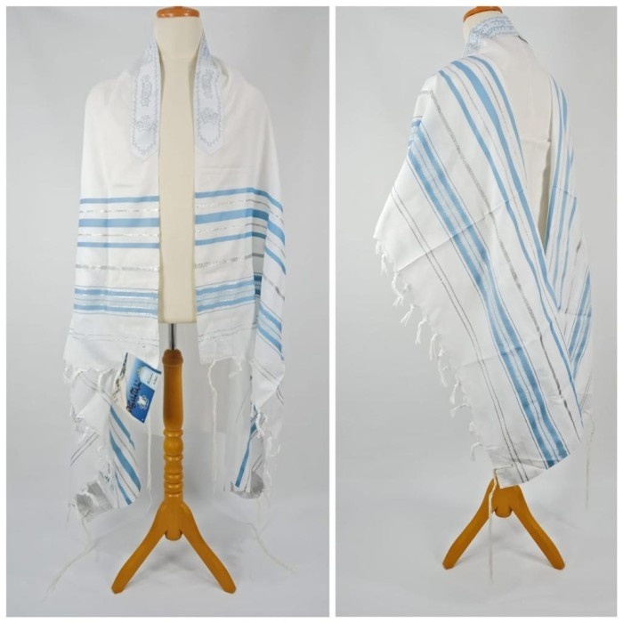 Selendang Doa SKY BLUE-GOLD ACRYLIC Tallit Gadol by Israel (Kosher)