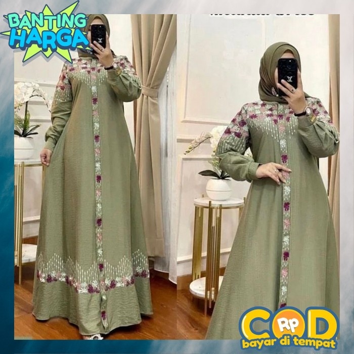 Busana Muslim Wanita Kekinian Baju Gamis Korean Style Premium Terbaru 2024 Remaja Muslim Livy Dress 