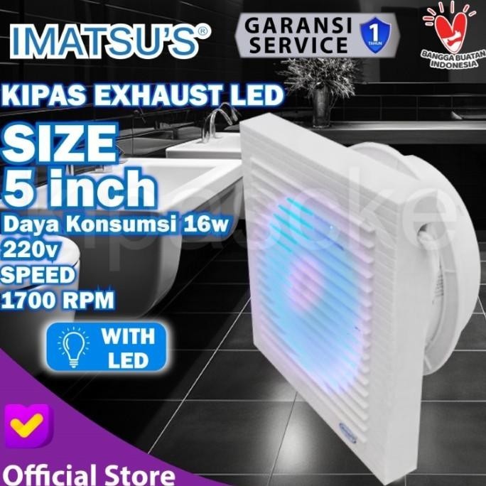 TERBARU EXHAUST FAN LED 5 INCH PENGHISAP UDARA KECIL HEXOS WALL TEMBOK DINDING 