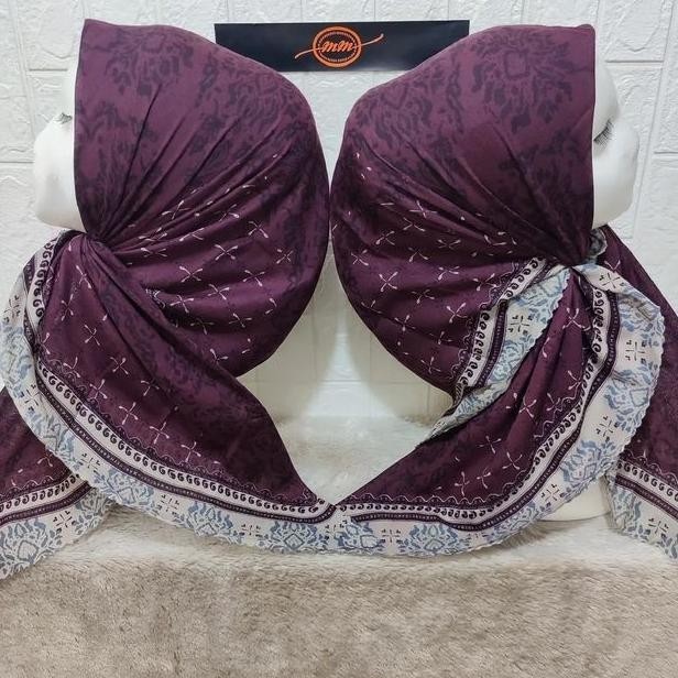 Best Seller Hijab Segi Empat Voal Motif Anggrek Ungu Kerudung Jilbab Terbaru Stok Terbatas