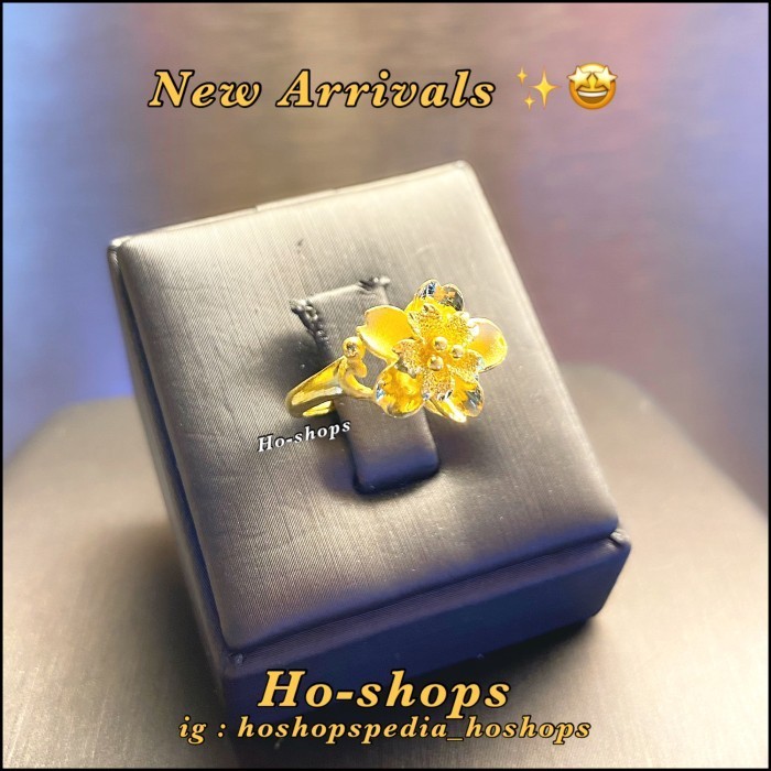 [New Ori] Cincin Flowers - Bunga Mas Kuning 24K 999 Pure Gold Asli Emas Diskon
