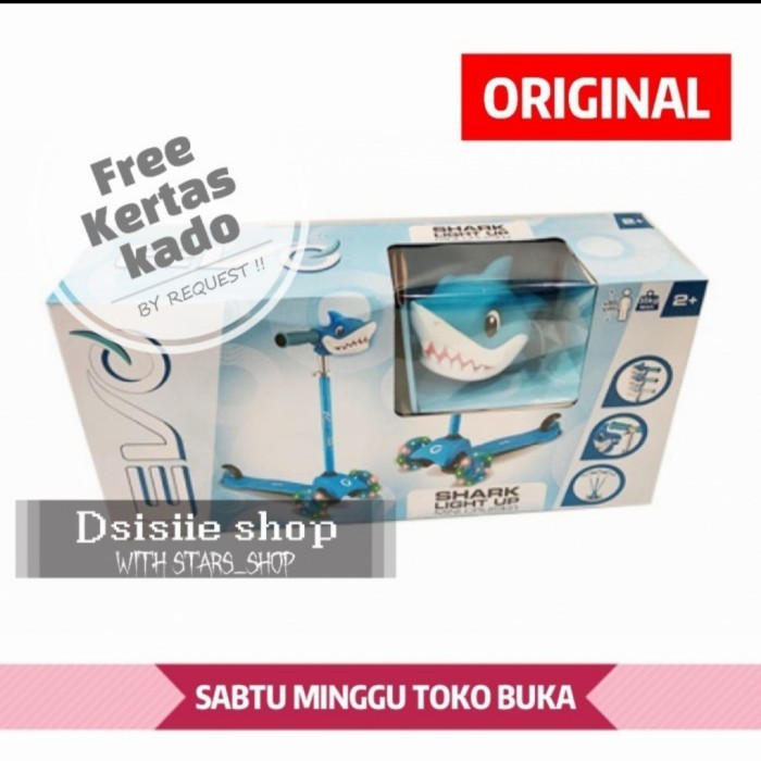 [Original] Evo Scooter Shark Light Up Original / Skuter Anak Motif Shark Terbatas
