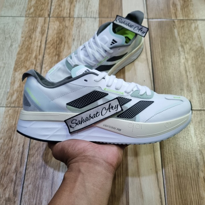 ✅Baru Sepatu Adizero Boston 11 Crystal White Linen Green Berkualitas