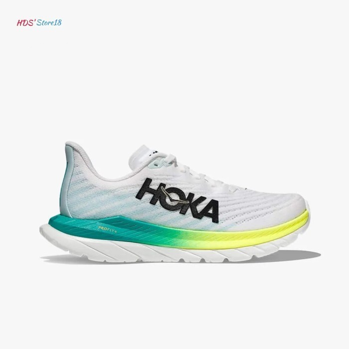 ✅New Hoka Mach 5 Women'S Running Shoes - White/Blue Glass Terbatas