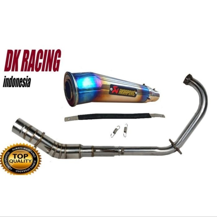 [Original] Knalpot Racing Yamaha R15 Akrapovic Megaphone Blue Fullsystem Berkualitas