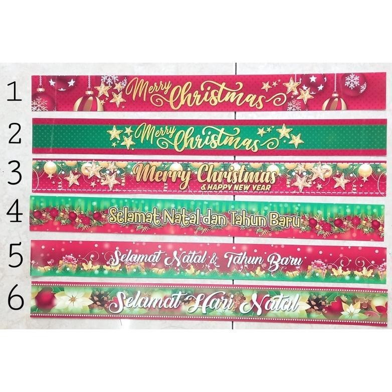 

Pita Parcel Harga per 10 lembar NATAL Tahun Baru/Pita Natal /Pita Christmas/ Selempang parcel/ pita toples