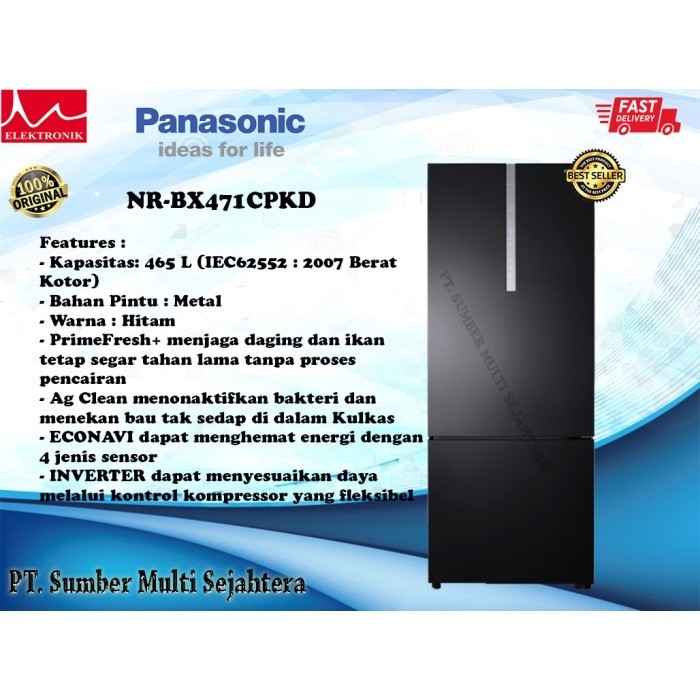 [Baru] Kulkas Panasonic 2 Pintu Bottom Freezer Nr-Bx471Cpkd Inverter 465 L Berkualitas