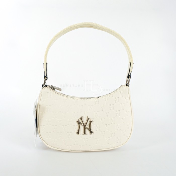 ✅New Mlb Ny Yankees Monogram Embos Hobo Bag Cream 100 Original Limited