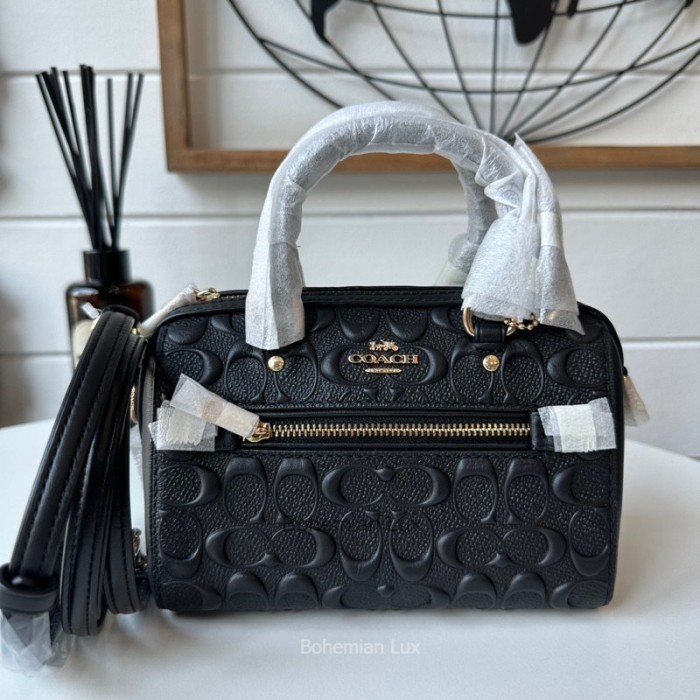 ✅New Coȧch Mini Rowan Satchel Crossbody Top Handle Pillow Bag In Embossed Terbaru