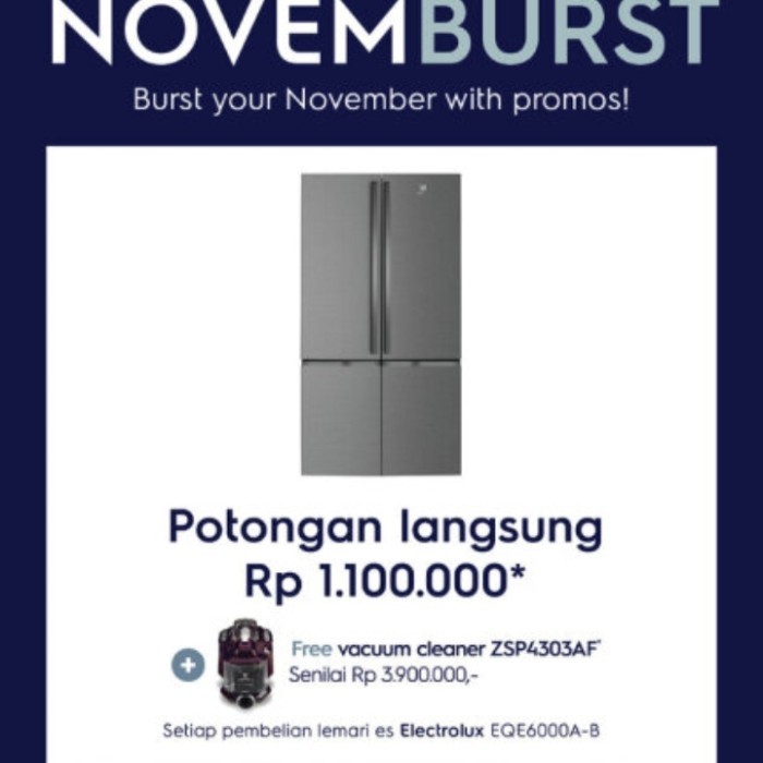 [Baru] Kulkas 4 Pintu Electrolux Eqe6000A-B / Eqe 6000A-B / Eqe 6000 A-B Terbaru