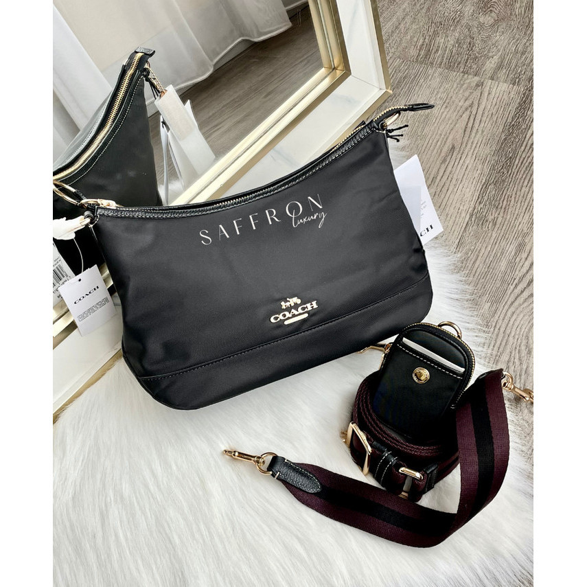 ✅New Coach Nylon Ellis Shoulder Bag / Black Multi Limited