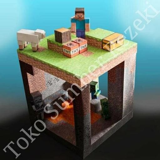 

Rumah Minecraft Papercraft Village Diorama World Paper Craft Dunia