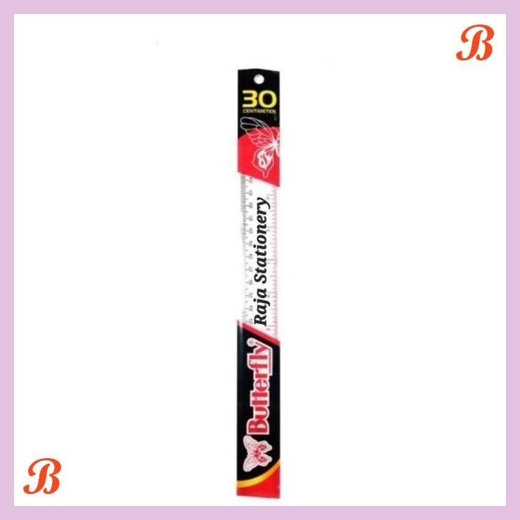 

| KG | BUTTERFLY TRANSPARENT RULER 30CM PENGGARIS BUTTERFLY PANJANG 30CM