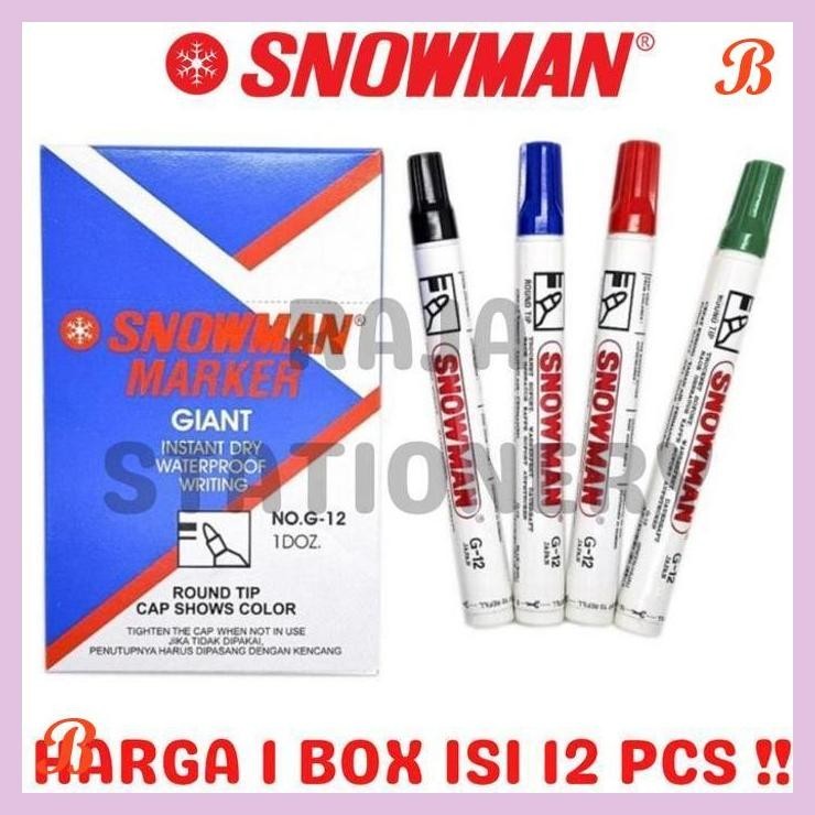 

| KG | SNOWMAN PERMANENT MARKER G-12 SPIDOL PERMANEN AG-12 HITAM BIRU [12PCS]