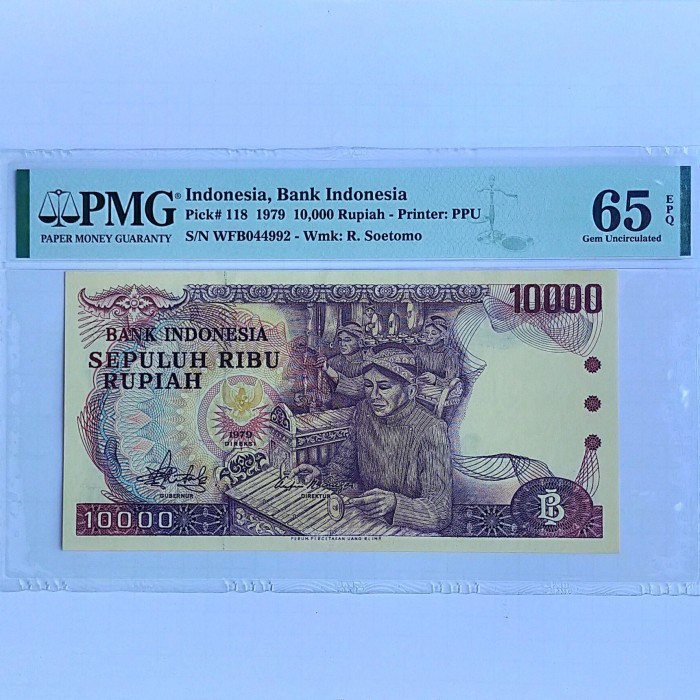 [New] Uang Kuno Indonesia 10000 Rupiah Tahun 1979 Gamelan Pmg 65 Epq Ready Terbatas