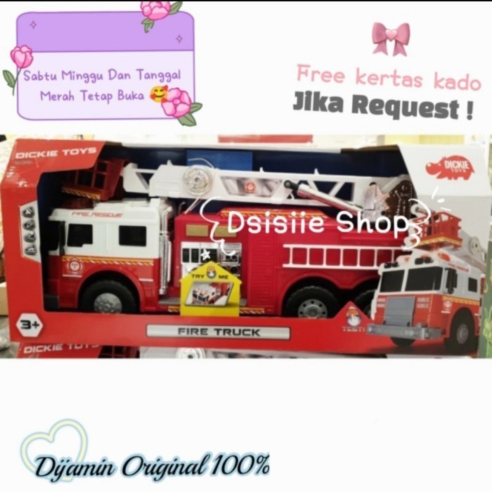 [Original] Dickie Toys Fire Truck Sound And Light Original / Mainan Mobil Pemadam Berkualitas