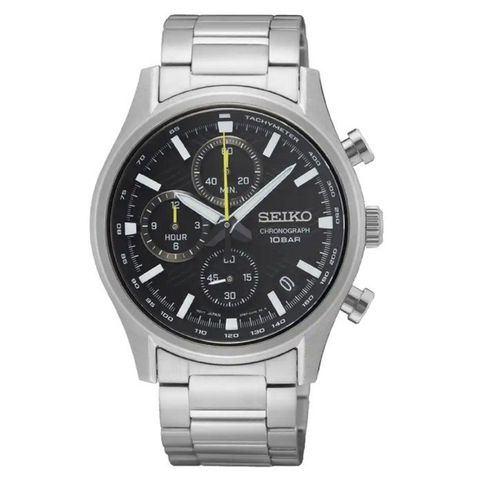 ✅New Seiko Pria Ssb419P1 Quartz Chronograph Sapphire Black Dial Ssb419 Diskon