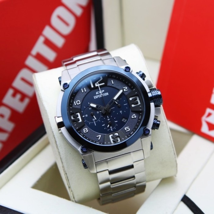✅New Jam Tangan Pria Expedition E 6605 E6605 Silver Blue Rt Diskon