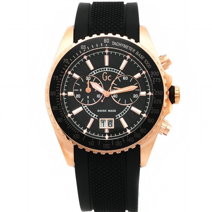 ✅New Jam Tangan Pria Guess Gc-35502G Black Rose Gold Original Terbaru