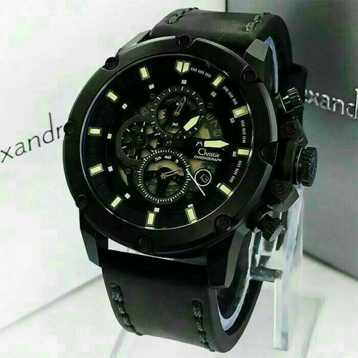 ✅New Ori Jam Tangan Pria Original Alexandre Christie Ac 6416 Mc Full Black Limited
