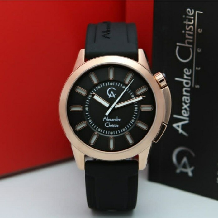 ✅New Ori Jam Tangan Pria Alexandre Christie Ac8632 Ac 8632 Black Rosegold Limited