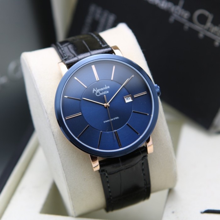 ✅Ori Jam Tangan Alexandre Christie Pria Ac 8344 Original- Black Rose Blue Limited