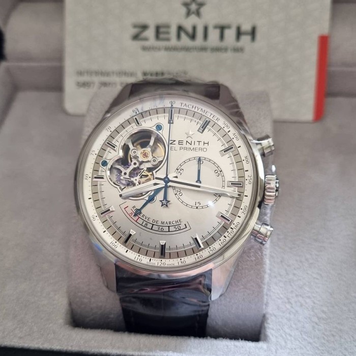✅Original Zenith Elprimero Chronomaster Open Heart Silver Dial Diskon