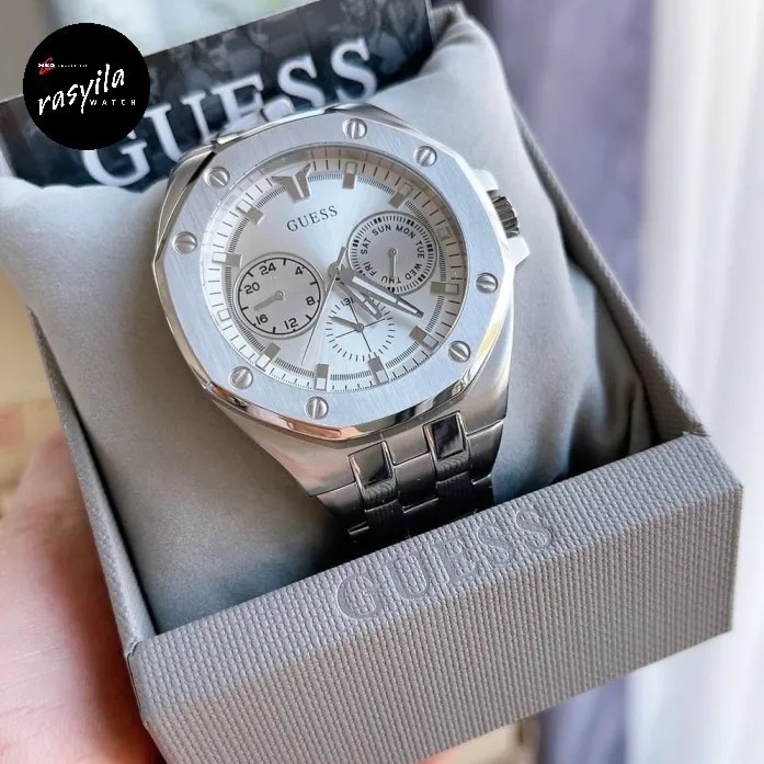 ✅Original Jam Tangan Pria Guess Gw0278G1 Top Gun Silver Stainless Steel Strap Terbaru