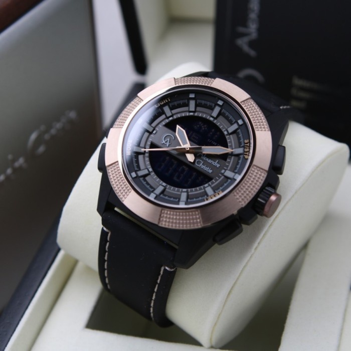✅Original Jam Tangan Pria Original Alexandre Christie Ac-9374 Black Rose Berkualitas
