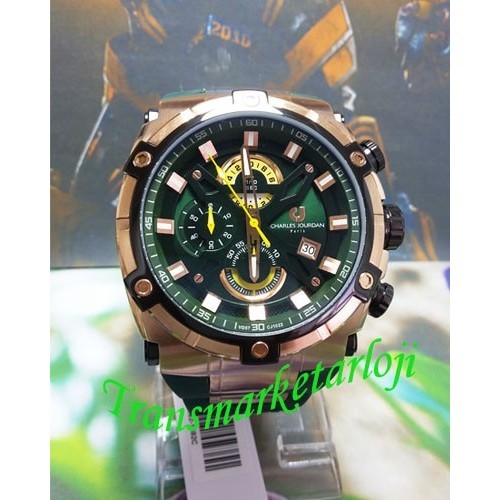 ✅Original Jam Tangan Pria Charles Jourdan Cj1022-1592C Rose Gold Green Original Terbaru